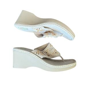 Earth Wedge Sandals with Embellishments Size 12